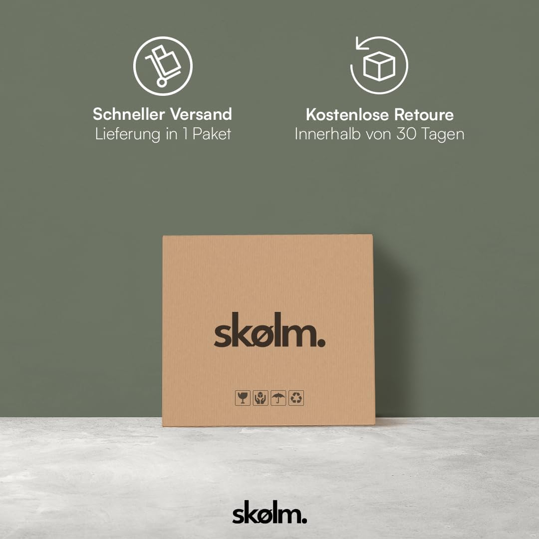 skølm Drakkar Couchtisch rund Ø70 cm – Wohnzimmertisch aus Massivholz Eiche & Metallgestell – Sofati