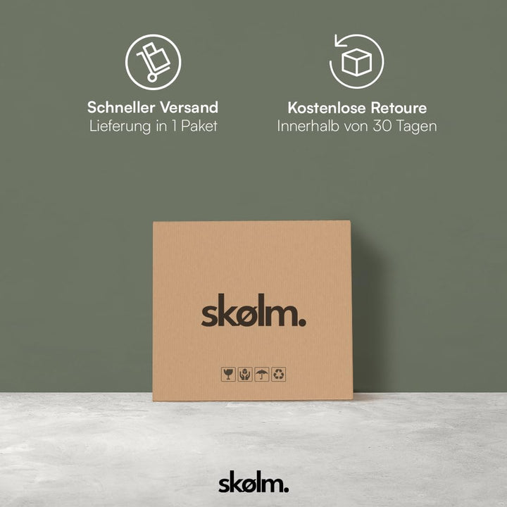 skølm Drakkar Couchtisch rund Ø70 cm – Wohnzimmertisch aus Massivholz Eiche & Metallgestell – Sofati