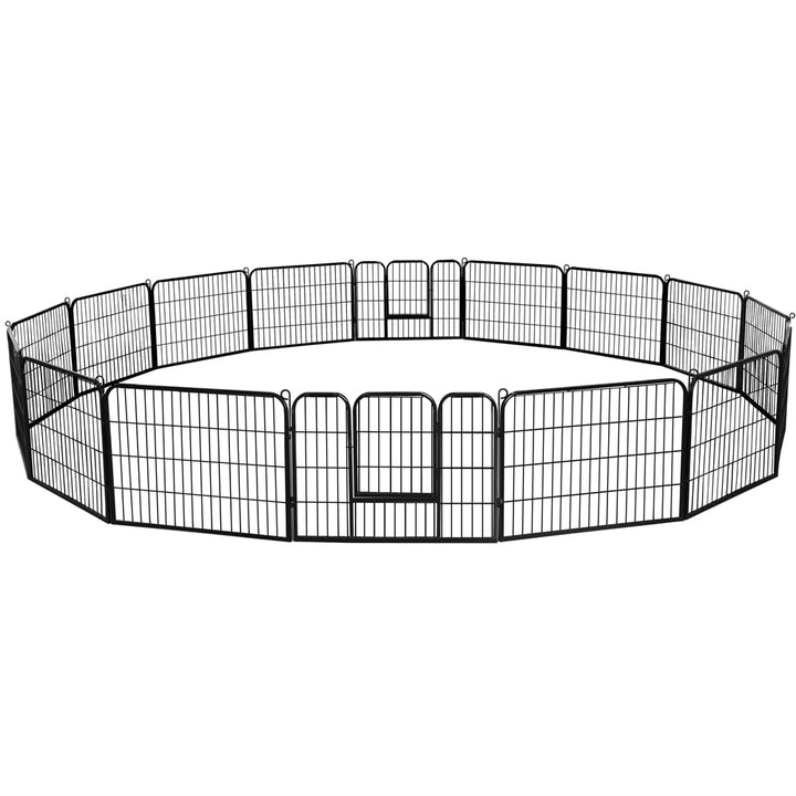 Yaheetech Welpenlaufstall Freigehege Welpenzaun Gehege Laufstall mit 2 Türen, aus 16 Panelen je Pane