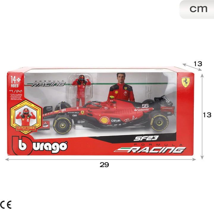 Bburago Ferrari SF-23 Carlos Sainz Nr 55 Saison 2023 Formel 1 F1 - Massstab 1/24 23cm Modellauto mit