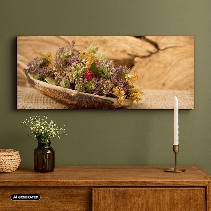 ARTTOR Wandbilder Dekoration Wohnzimmer Kraut Tee Bio getrocknete Kräuter Bilder auf Leinwand 120x50