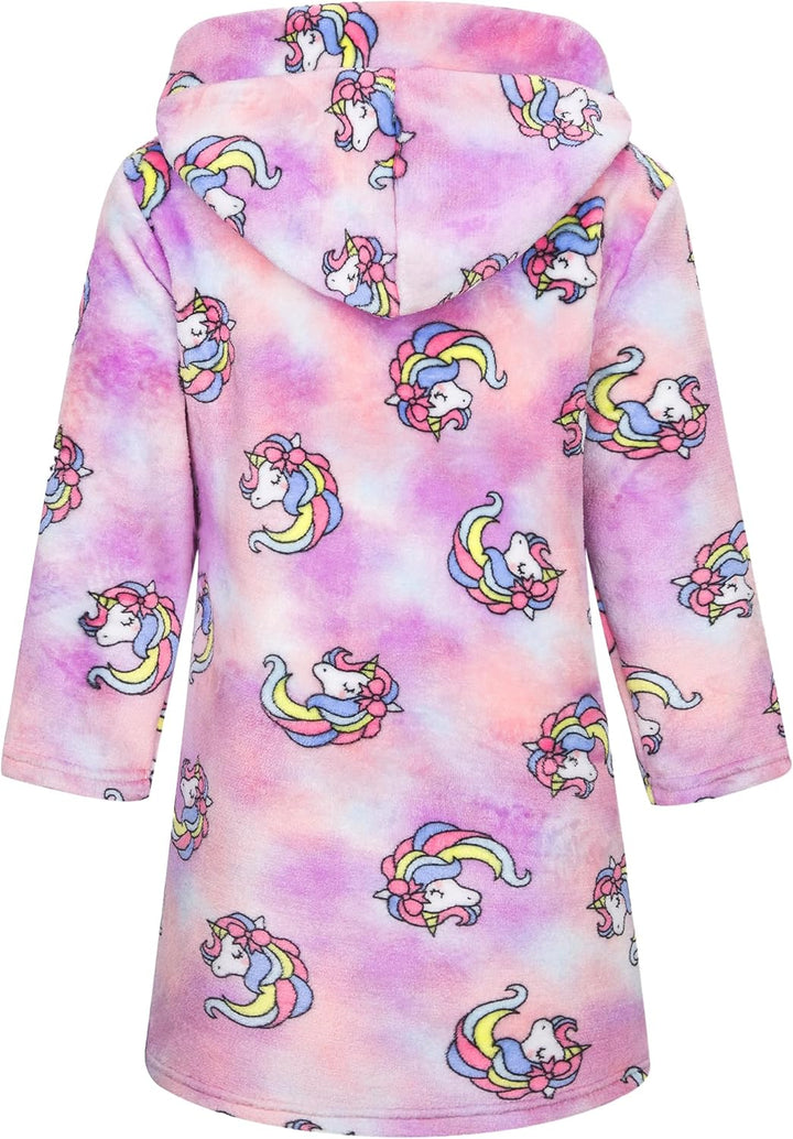 Bademantel für Kinder Mädchen Jungen Fleece Kinderbademantel mit Kapuze, Flanell Flauschig Morgenman