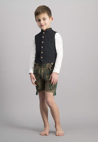 Stockerpoint Jungen Weste Alois Jr. Trachtenweste 110-116 Grau (Anthrazit Anthrazit), 110-116 Grau (
