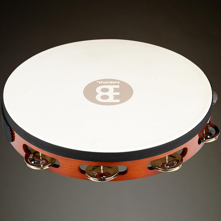 Meinl Percussion TAH1AB Headed Wood Tambourine mit Stahlschellen (1-reihig), 25,40 cm (10 Zoll) Durc
