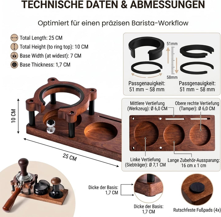 Espresso Tamperstation, Espresso Zubehör Organizer Multifunktionale Tamperstation für Barista Kaffee