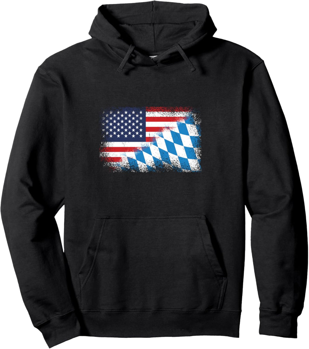 Bavaria USA Flag with Bavarian and American Flag Design Pullover Hoodie
