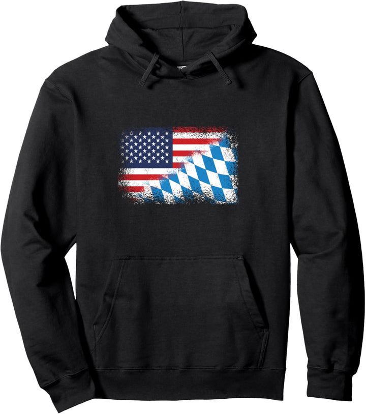 Bavaria USA Flag with Bavarian and American Flag Design Pullover Hoodie