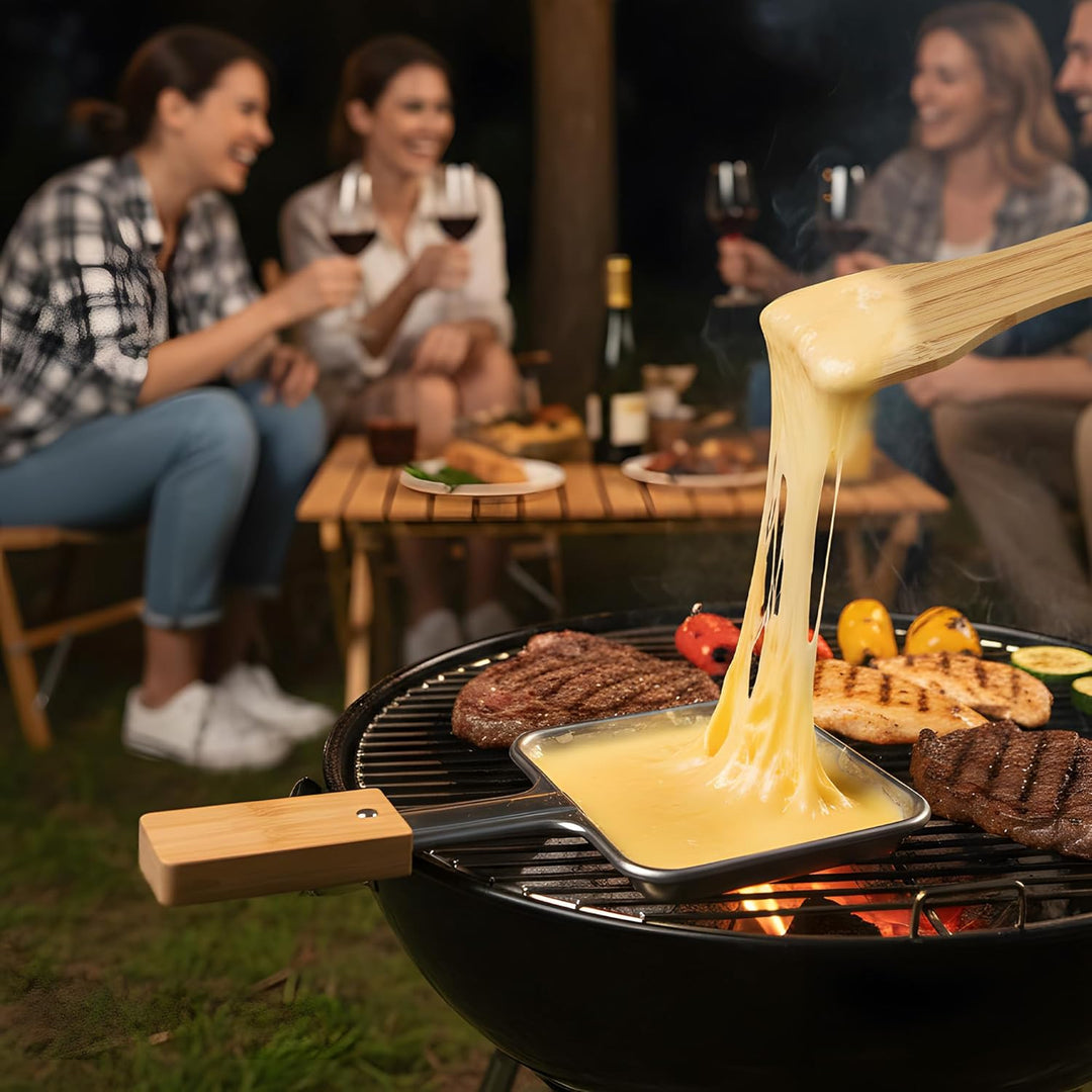 Quadratische Form Edelstahl Keine Beschichtung Mini Raclette GrillPfanne Käse Pfanne Raclette Ersatz