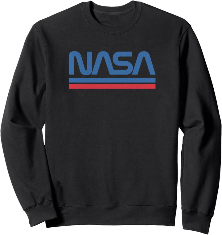 Trendy NASA Blue Text Logo With Stripes Sweatshirt