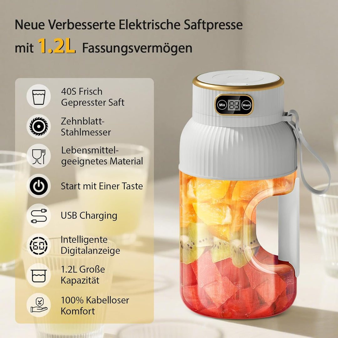 Fruchtsaftmaschine, Ice Cream-Maschine mit 1,2-Liter-Mischbehälter, eingebauter Batterie-Mixer mit 1
