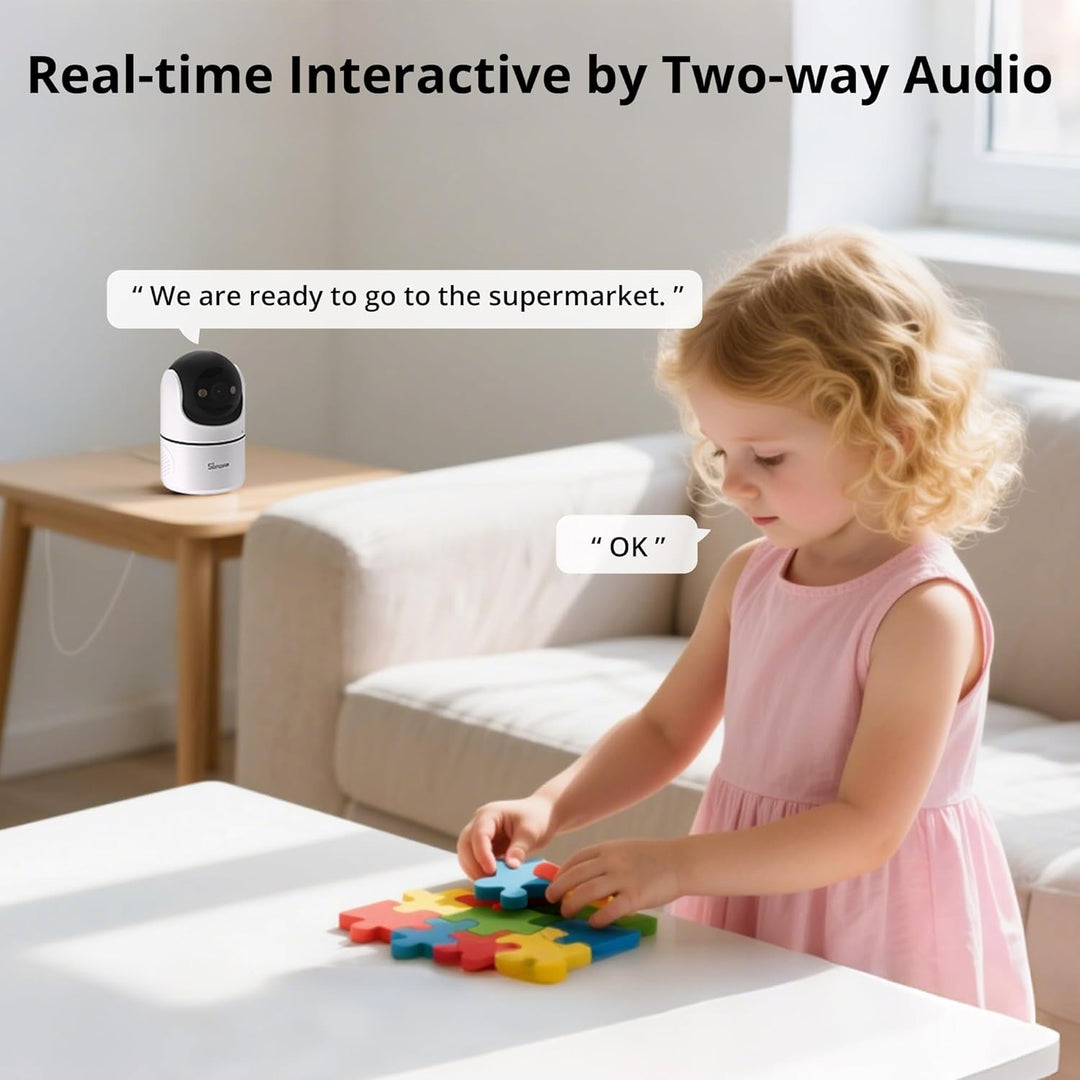 SONOFF Indoor Überwachungskamera 1080P, CAM-PT2 Schwenk-/Neige-WLAN-Kamera mit 360°-Sicht, Bewegungs