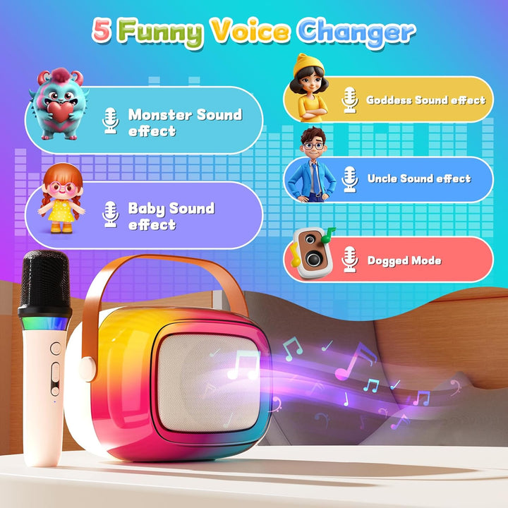 GUYUCOM Karaoke Machine mit 1 Kabellose Mini Mikrofon für Kinder und Erwachsene, Tragbaren Bluetooth