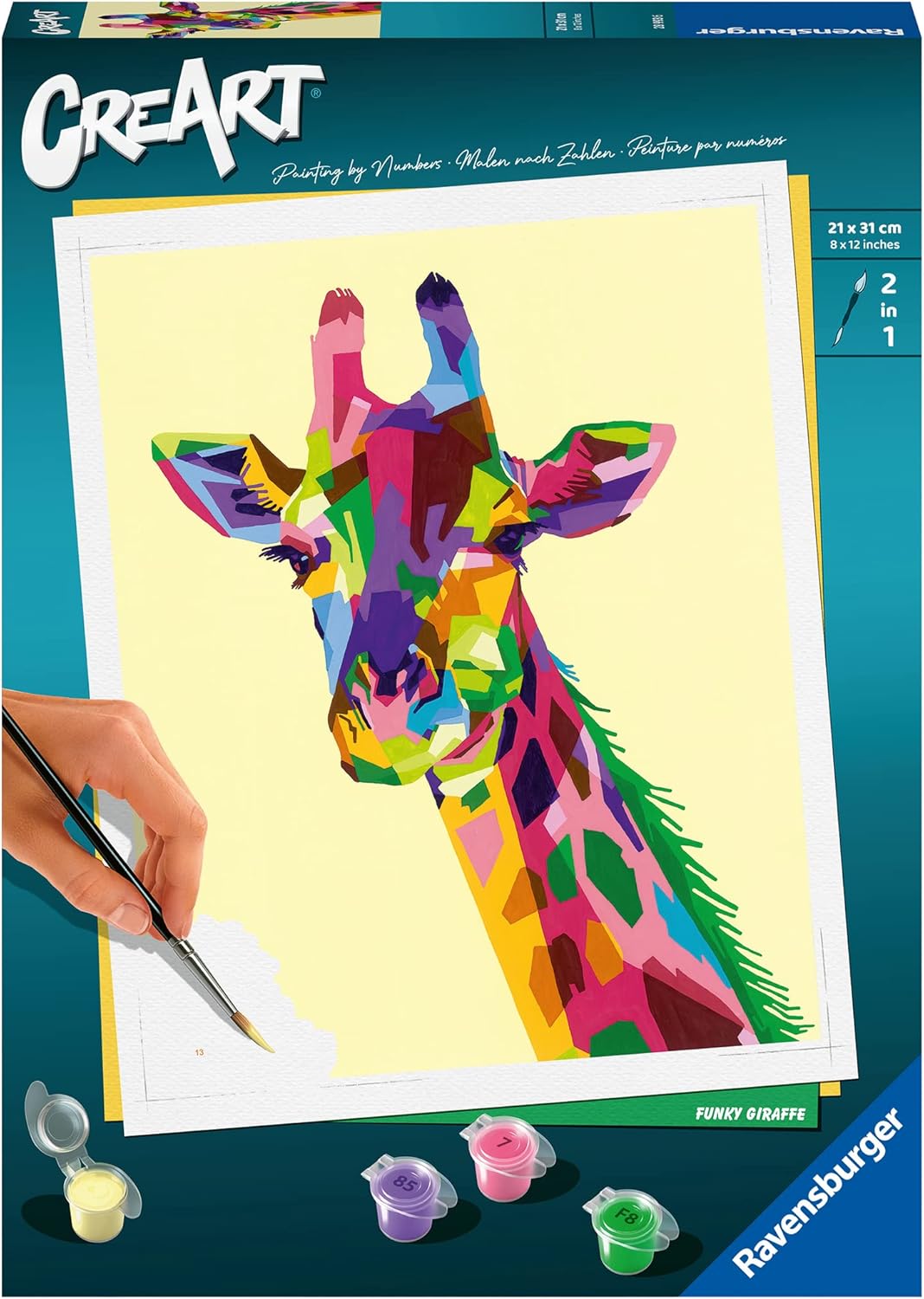 Ravensburger CreArt 28993 - Funky Giraffe - Malen nach Zahlen Erwachsene, DIY Malset mit Pinsel und