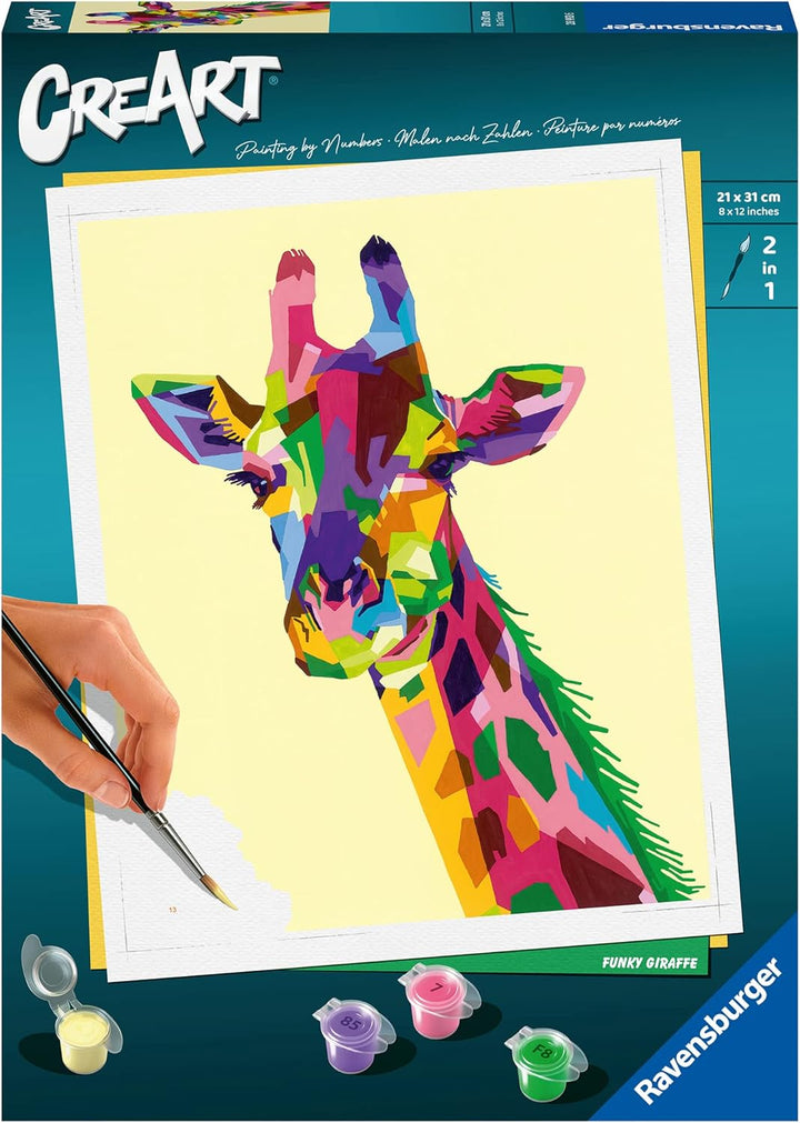 Ravensburger CreArt 28993 - Funky Giraffe - Malen nach Zahlen Erwachsene, DIY Malset mit Pinsel und