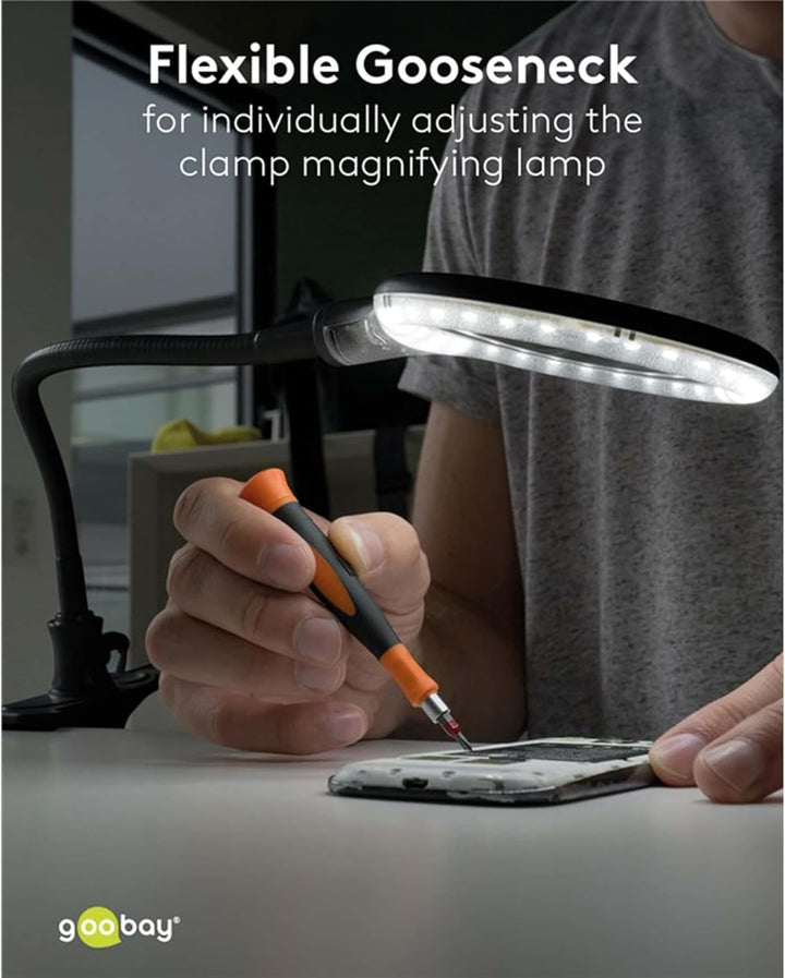 goobay 64990 LED Lupenleuchte - Lupenlampe mit Standfuss - Standlupe Licht - 6 W Leistungsaufnahme -