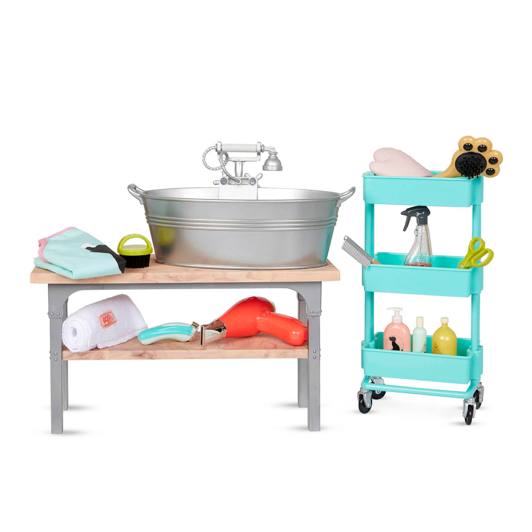 Our Generation - Tierpflege-Set - 46 cm Puppe Zubehör - Haustier-Pflegeset - Hundepflege-Set - Kinde