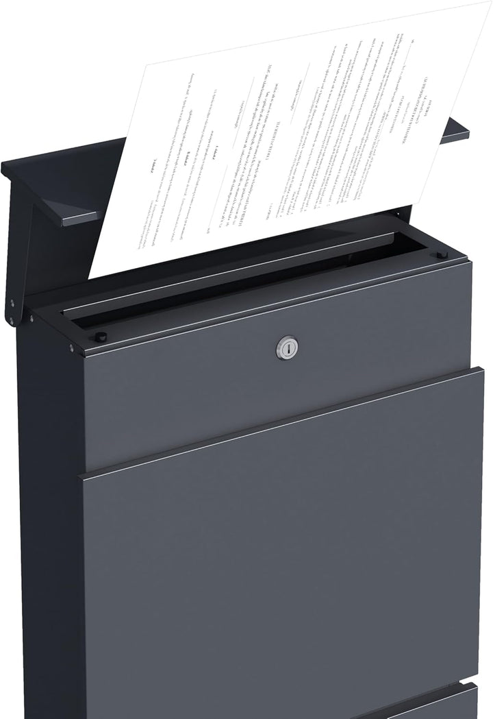 DEGAMO Briefkasten Standbriefkasten AACHEN 39,5x14,2x115cm, Stahl anthrazit, moderne Optik