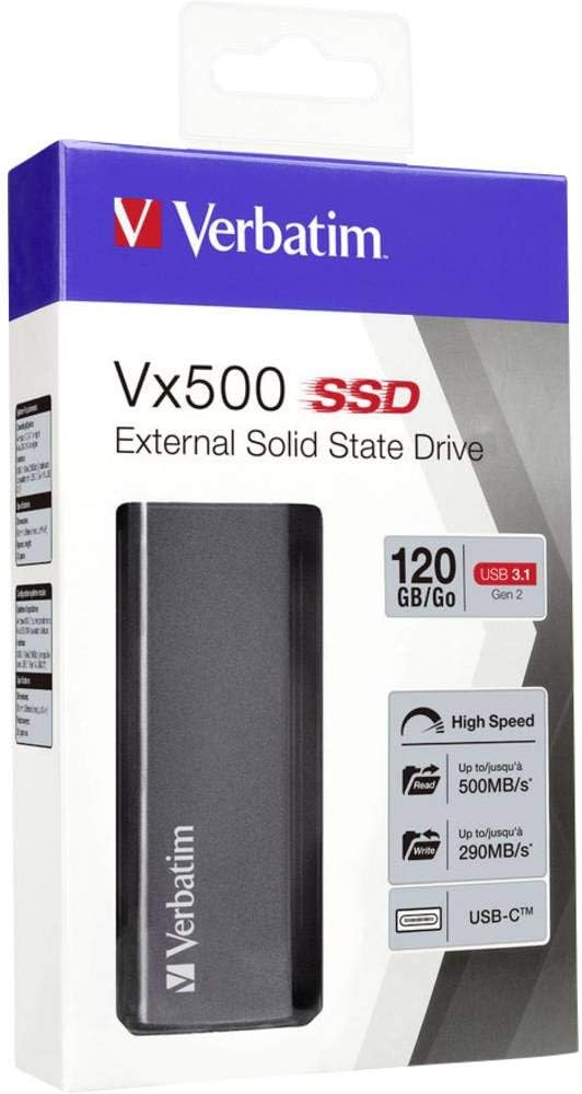 Verbatim Vx500 externes SSD-Laufwerk 120 GB, mit USB 3.1 Gen 2, externer Speicher für superschnellen