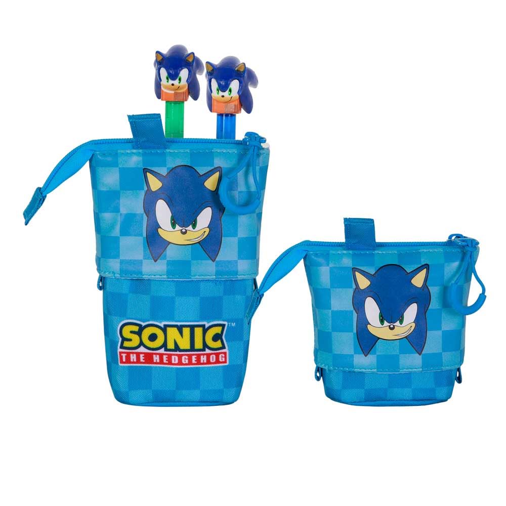Karactermania Sonic The Hedgehog Sight-Cute Federmäppchen + 2 Radierbare Gelstifte, Blau, 11,5 x 17