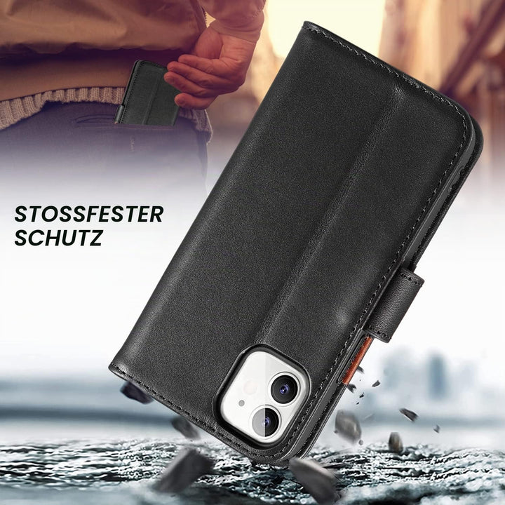 LENSUN Echtleder Hülle für iPhone 12 Mini, Handyhülle [Echtes Leder][Magnetverschluss][RFID Schutz]