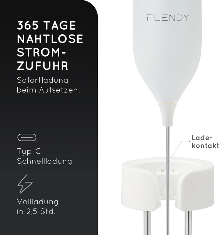 Wiederaufladbarer Hand Milchaufschäumer Stab, Aufschäumer Stab mit USB-C Ladehalterung, Mini Milchau