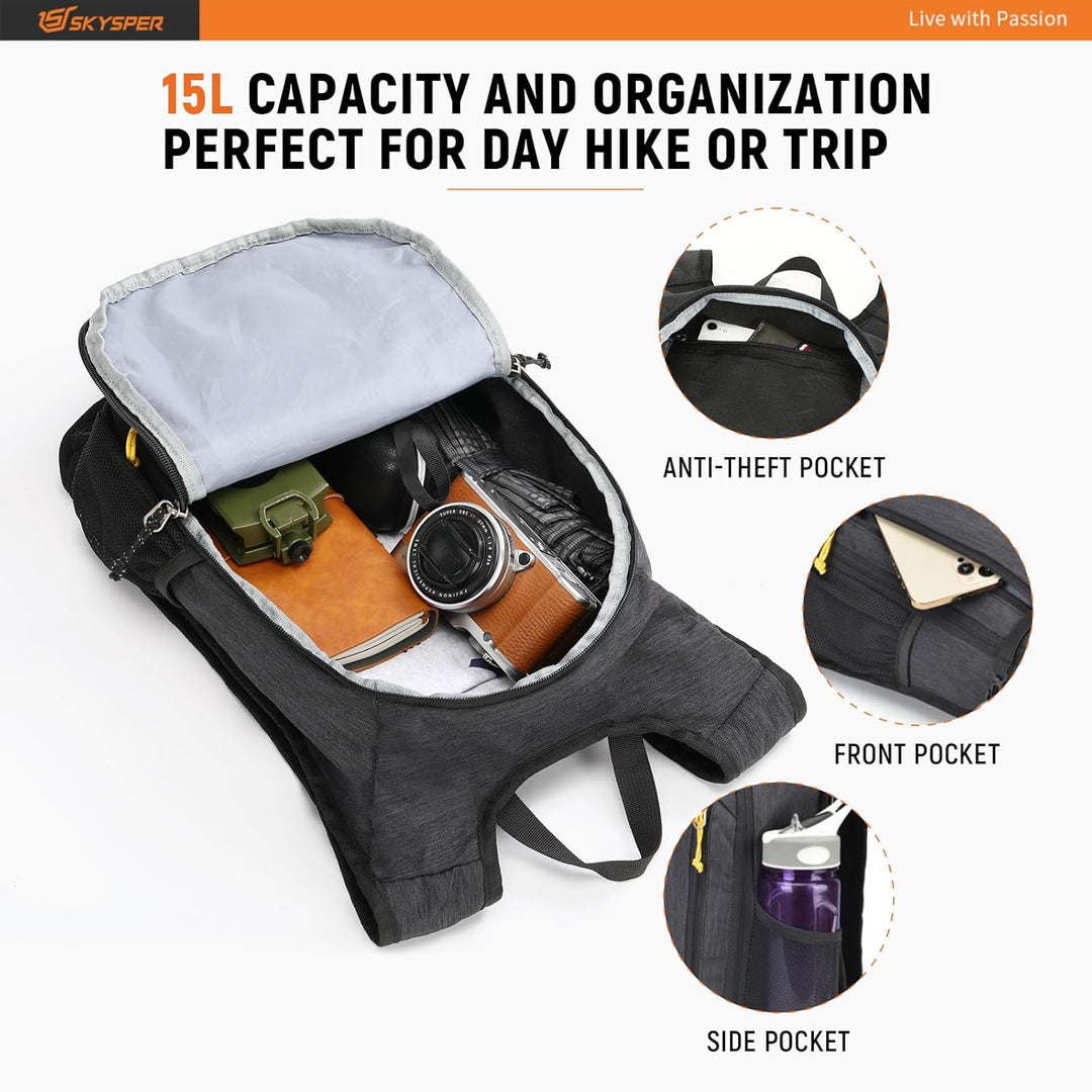 SKYSPER 10L/15L/20L Faltbarer Rucksack Ultraleicht Tagesrucksack Wasserfest Daypack Reiserucksack Wa