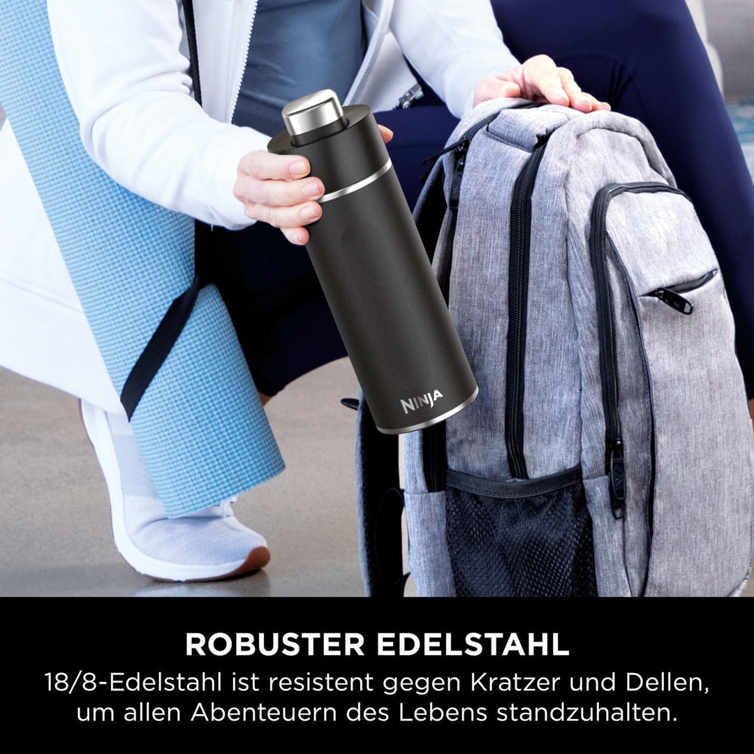 Ninja Thirsti Wasserflasche/Thermobecher to go, 530ml, auslaufsicherer Deckel, für kohlensäurehaltig