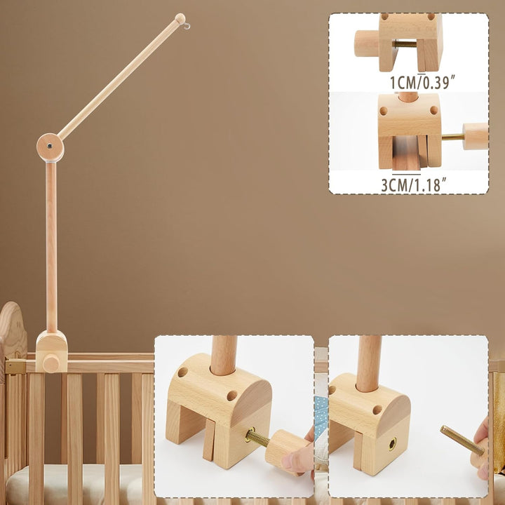 Baby Mobile Halterung Holz, Verstellbarer Mobile Halterung Wickeltisch, Abnehmbarer Mobile Krippe Ha
