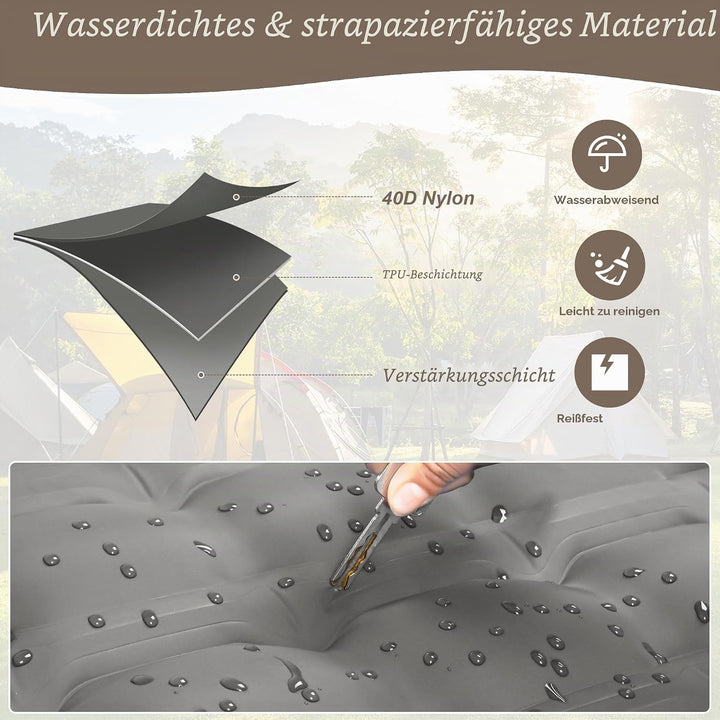KASIMO Isomatte 12CM Luftmatratze Camping mit integrierten kopfkissen, Aufblasbare Matratze mit Fuss