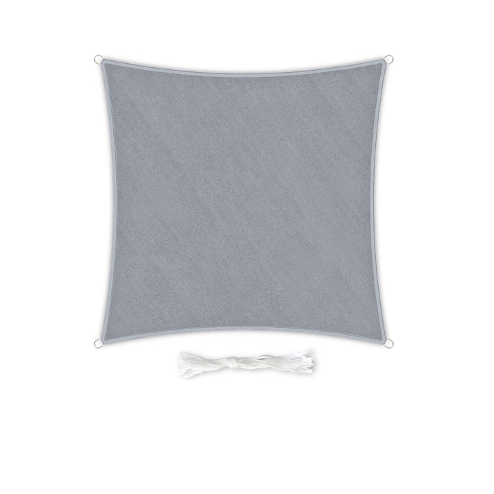 Hometex Premium Textiles Sonnensegel 3×3m Quadratisch inkl. Befestigungseile | Hellgrau | Sonnenschu