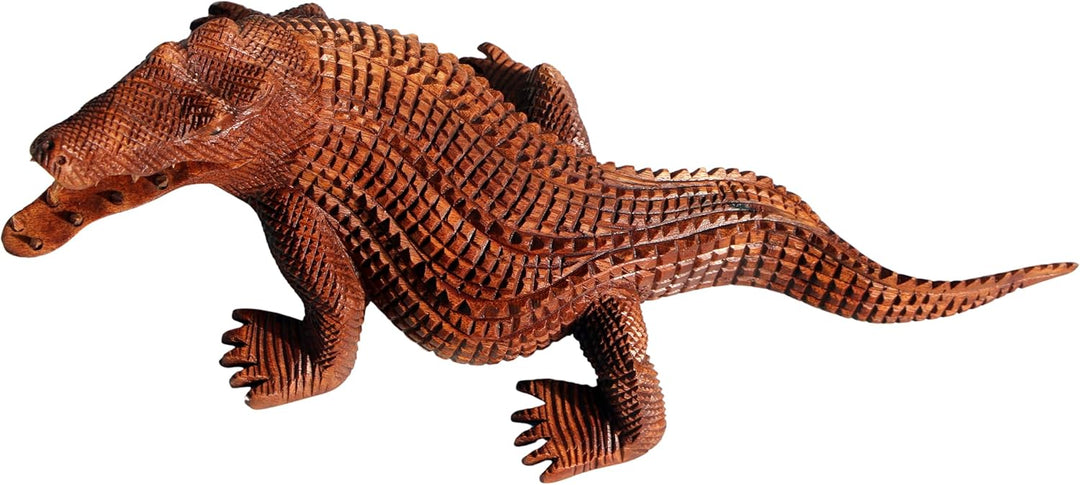 30 cm Krokodil - aus Holz geschnitze Handarbeit als Geschenk-Idee zur Deko Echse Reptil