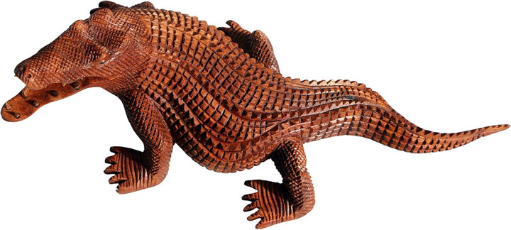30 cm Krokodil - aus Holz geschnitze Handarbeit als Geschenk-Idee zur Deko Echse Reptil