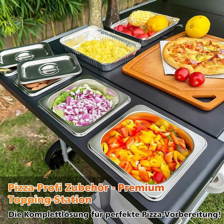 GFTIME 128 x 64 x 78cm Grillwagen Servierwagen für Weber Q Serie, Ninja Woodfire, Pizzaofen, Tischgr