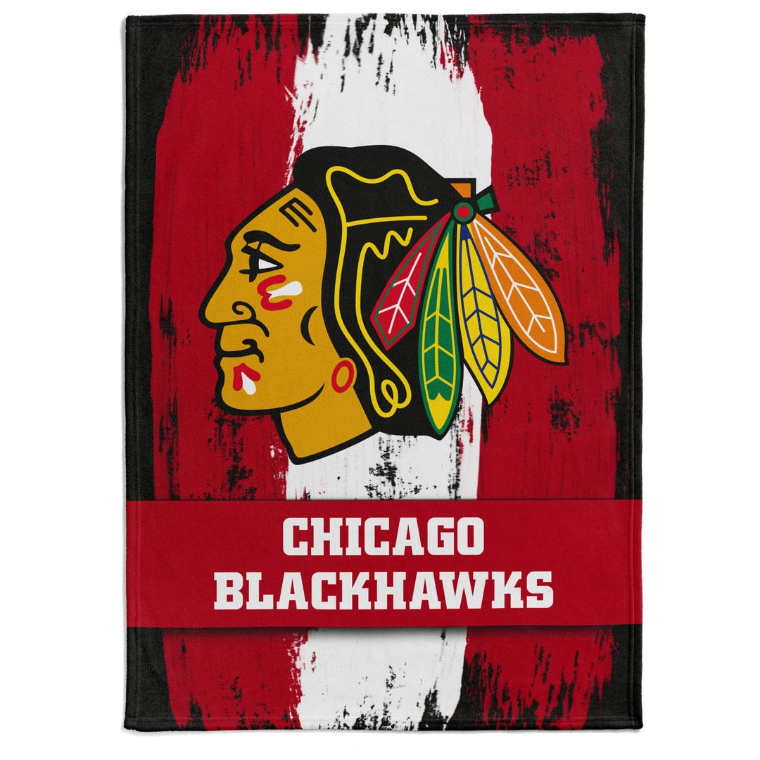 NHL Kuscheldecke Chicago Blackhawks Decke Fleece Throw Brush Blanket 150x200cm