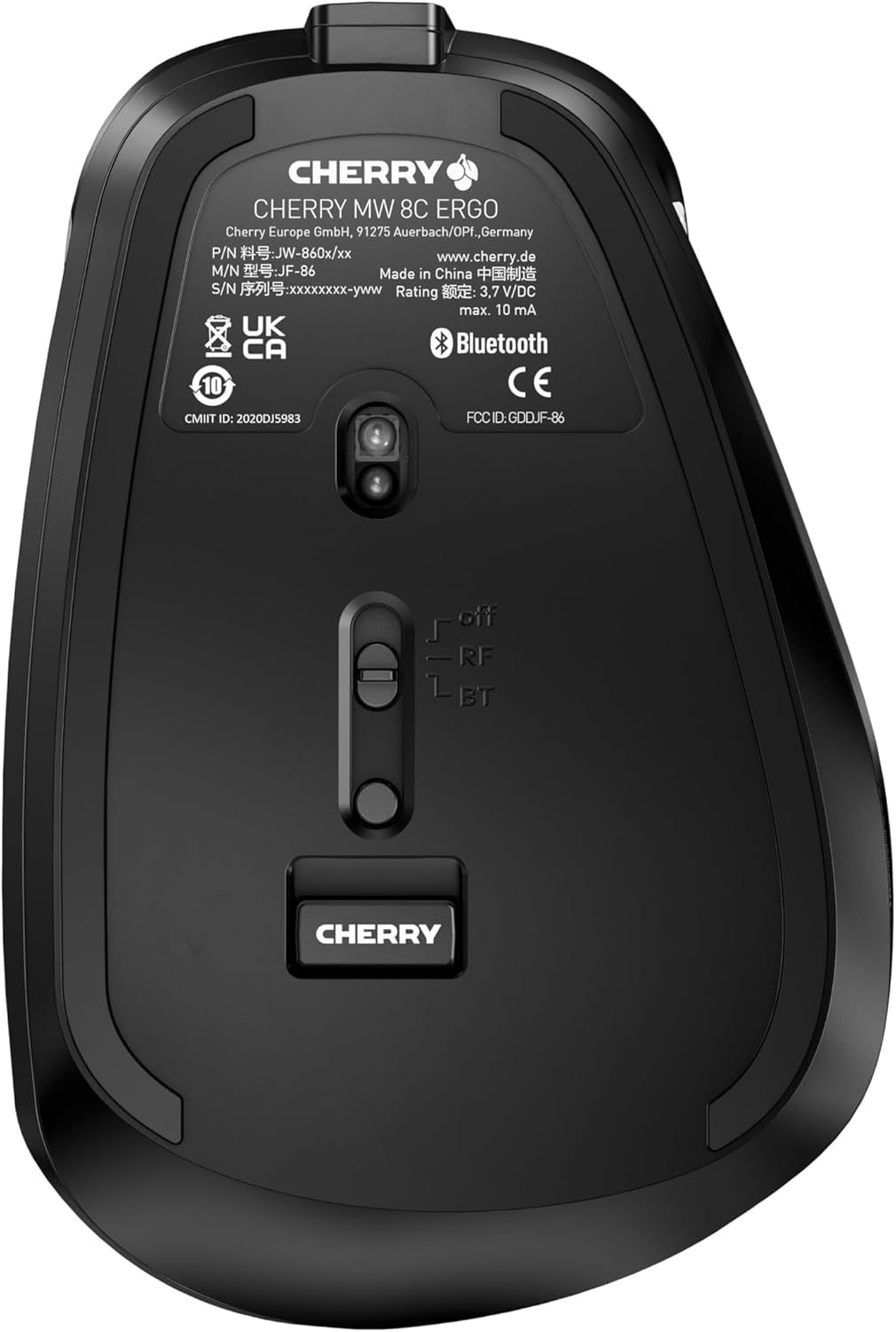 CHERRY MW 8C ERGO, Kabellose Maus Mit Ergonomischer Daumenauflage Für Rechtshänder, Verbindung Über