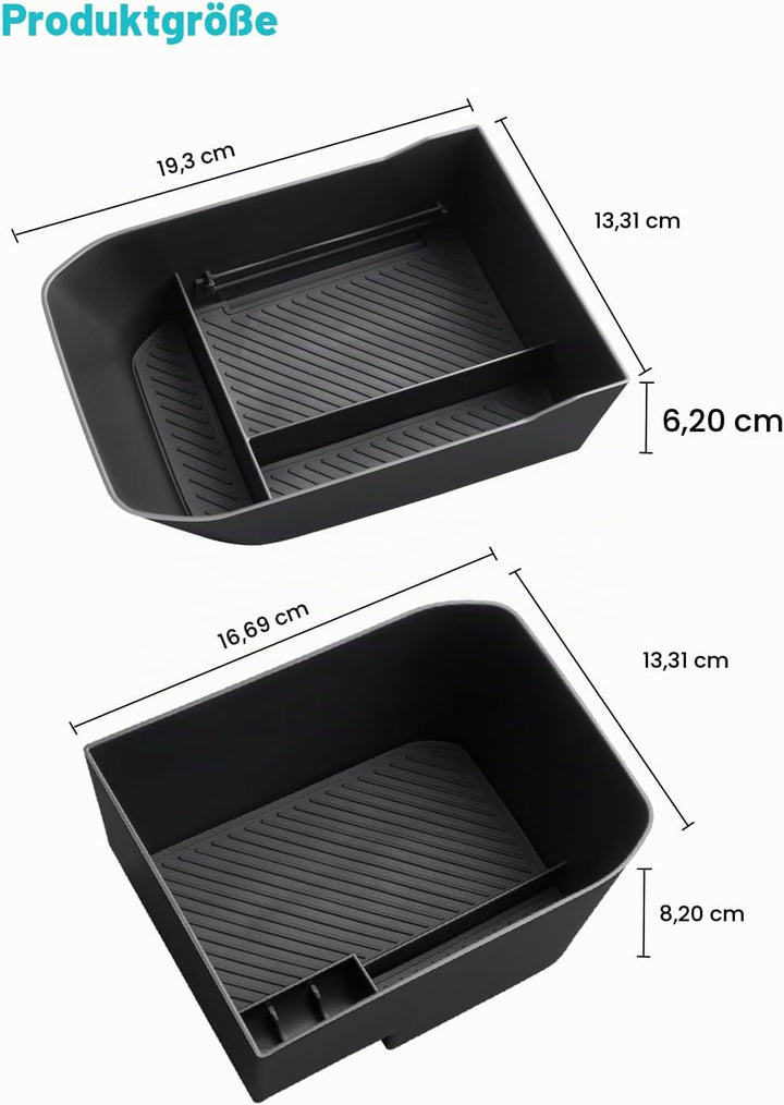 [2 Stück] CDEFG Kompatibel mit Kia EV3 2025 2026 Mittelkonsole Organizer + Armlehne Aufbewahrungsbox