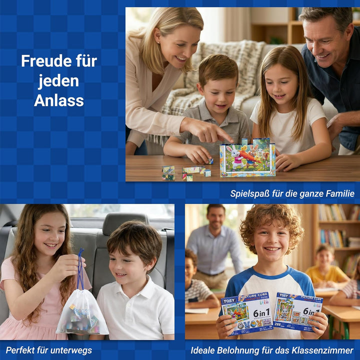 TOSY Picture Cube Iconic Masterpieces: 6-in-1 magnetisches Bilderpuzzle, 80 Blöcke, 488 Flächen/Magn