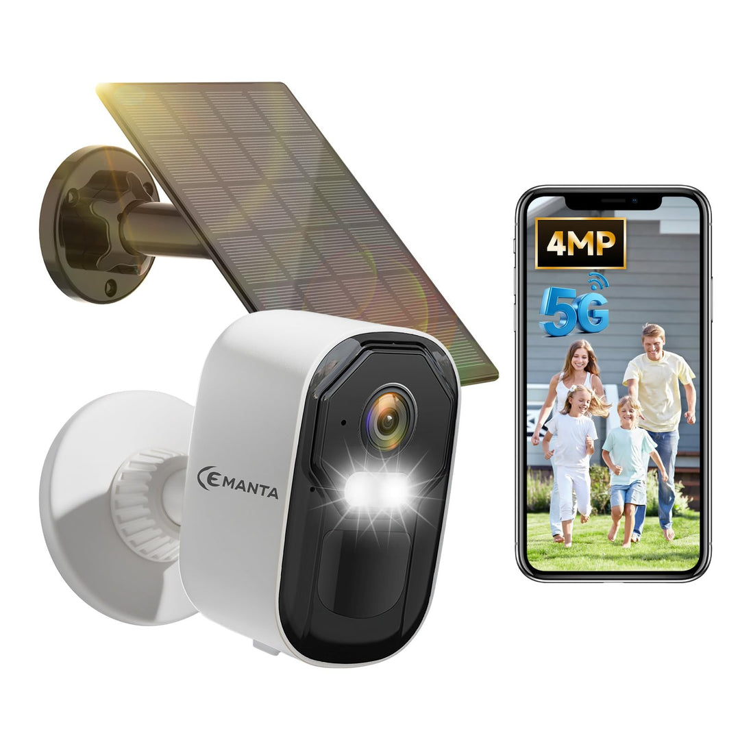 4MP Überwachungskamera Aussen Akku mit Solar - 2,4G/5GHz WLAN, Kostenlosem Cloud-Speicher, IP66 wett