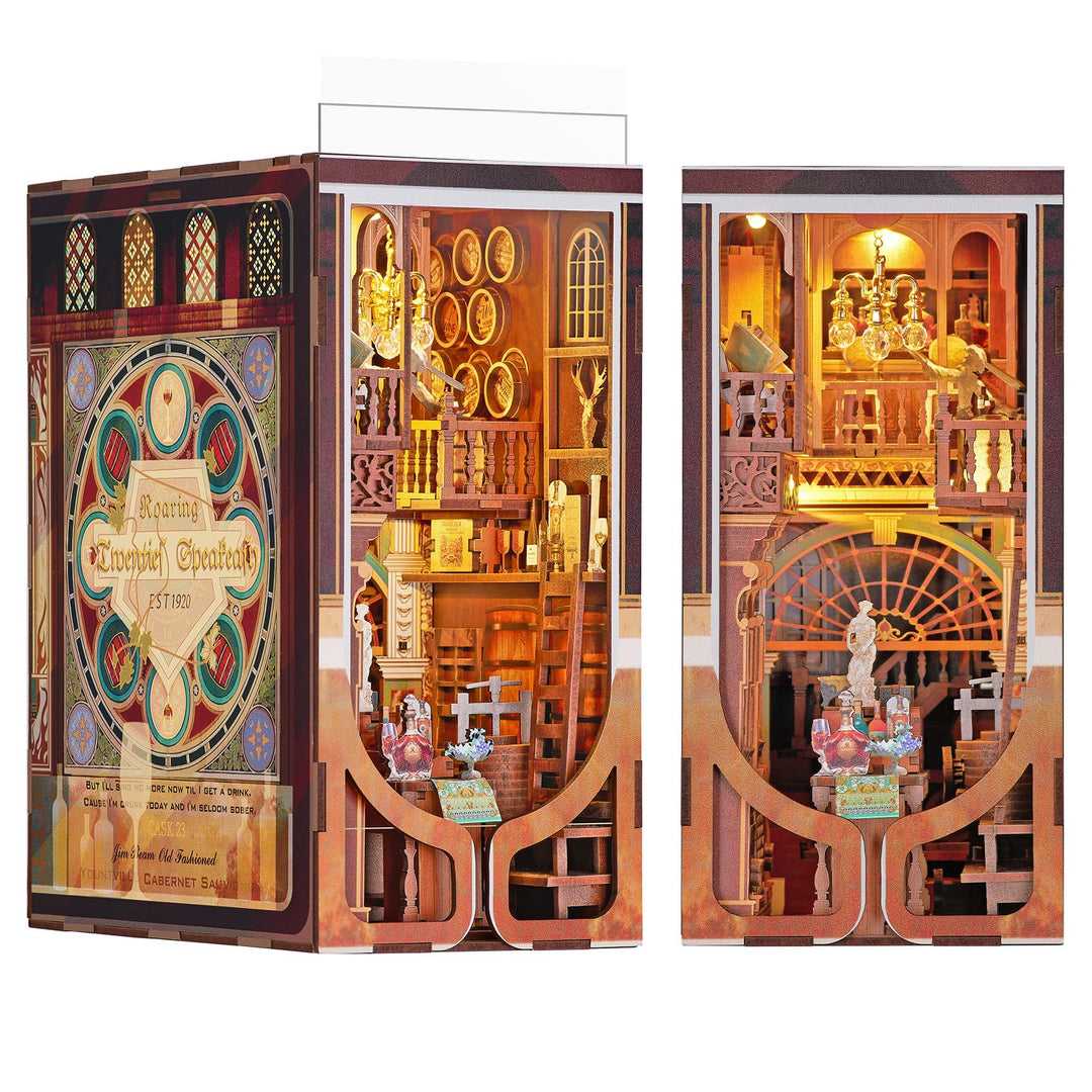 Book Nook Kit DIY Miniatur Kit Buchstütze 3D Holzpuzzle mit Staubschutzhülle für Bastelenthusiasten