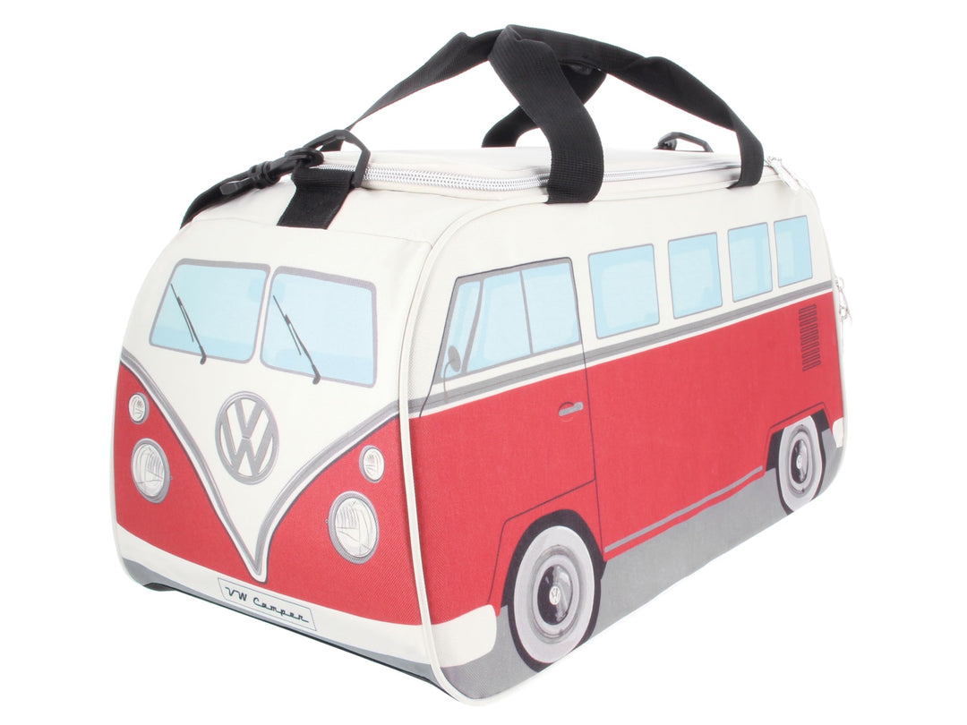 BRISA VW Collection - T1 Bulli Bus Sporttasche Reisetasche Gross Rot und Beige Klein (50 x 25 x 26 c