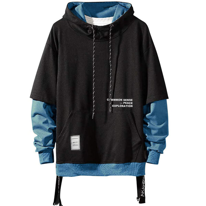 Moshtashio Kapuzenpullover für Herren, Patchwork Hoodie mit Kontrastfarbe Langarm Basic Sweatshirt P