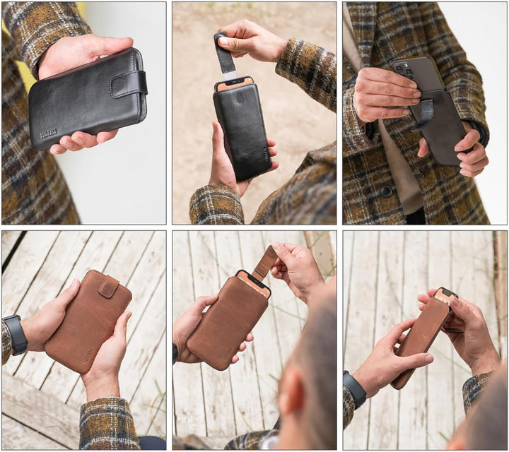 Suncase ECHT Ledertasche Leder Etui kompatibel mit Samsung Galaxy S25 FE Hülle Innenmasse: ca. 166 x