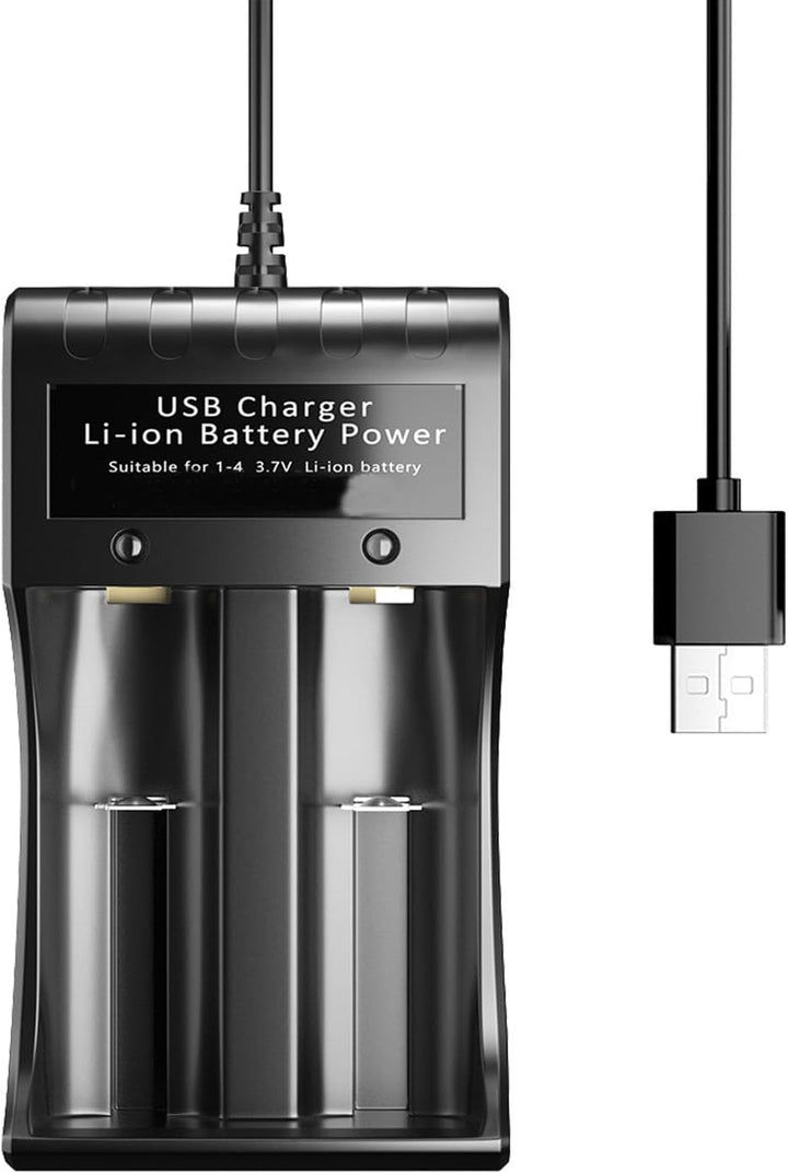 USB Ladegerät, Universal Akkuladegerät mit 2 Schacht für 3,7V wiederaufladbarer Akku mit 3600 mAh Ba