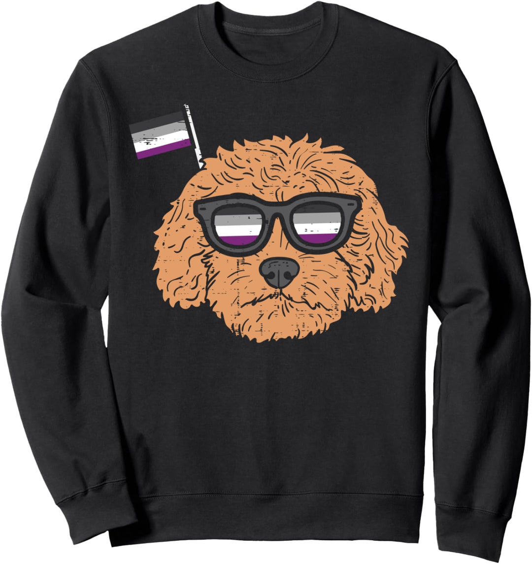 Goldendoodle Dog Glasses LGBTQ Asexual Flag Ace Pride Ally Sweatshirt