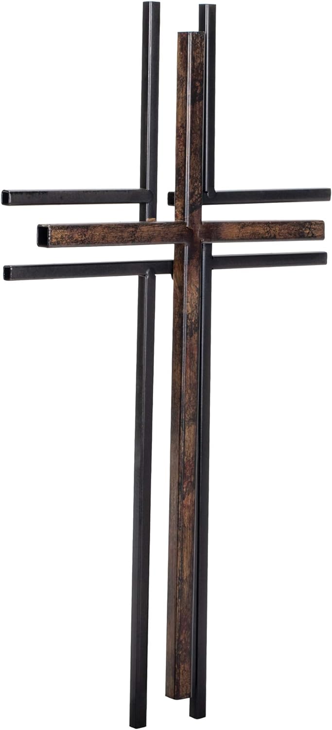 Metall Wand Kreuz - Schwarz und Bronze Kreuzen