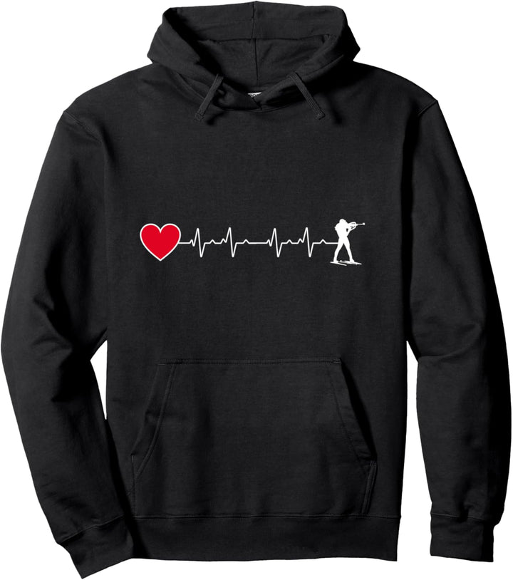 Herzschlag Biathlon Schiessen Langlaufen Biathlet Skilanglauf Pullover Hoodie