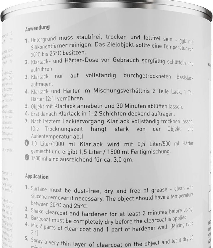 MG PRIME Autolack Dose Set für Fiat 249 Bianco Ducato/Blanc Gelato Basislack 2K Klarlack Härter spri