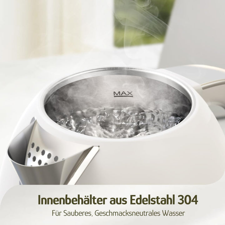 Hazel Quinn Schneller Elektrischer Wasserkocher mit 2200 Watt, 304 Edelstahl, Schnellkochfunktion, A