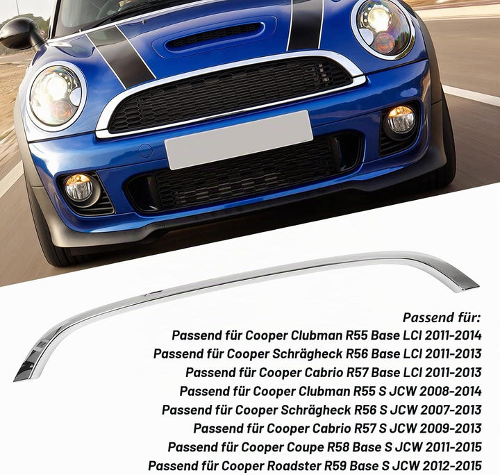 Frontzierleisten-Grill, Frontgrill-Haubenverkleidung 51132751040 Kompatibel mit Cooper R55 R56 R57 B