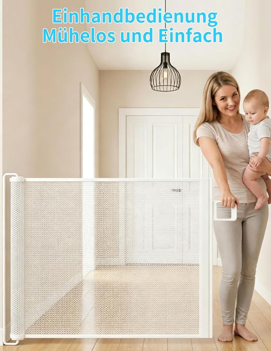 Treppenschutzgitter Ausziehbar für Babys, 0-150cm Treppenschutzgitter Türschutzgitter Ausziehbar Gee